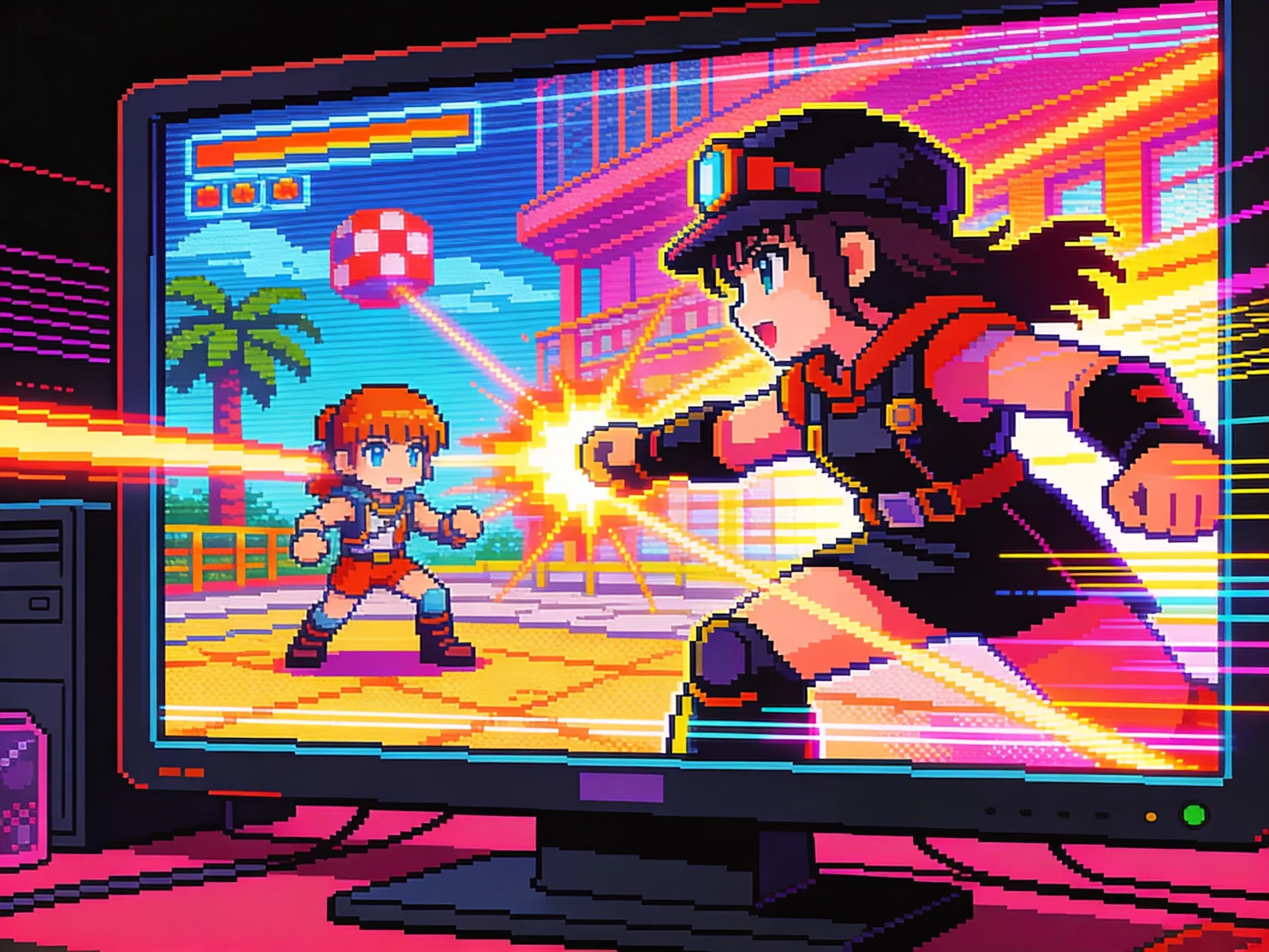 Wnętrze klubu z anime'ową stylistyką świateł