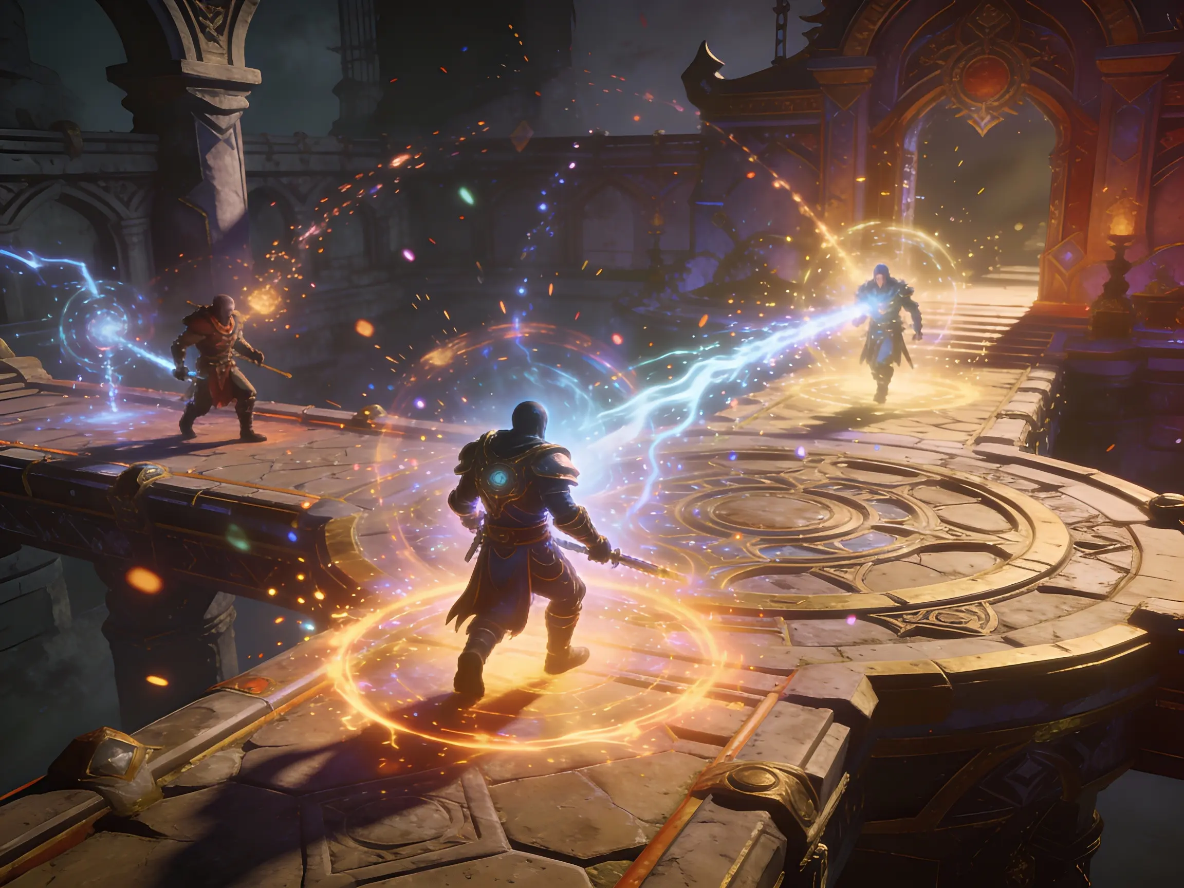 Concept art - kosmiczna scena z planetami i gwiazdami